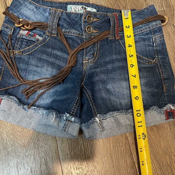 Jolt Blue and Brown Jean Shorts with Distressed Look - Picture 6 of 7